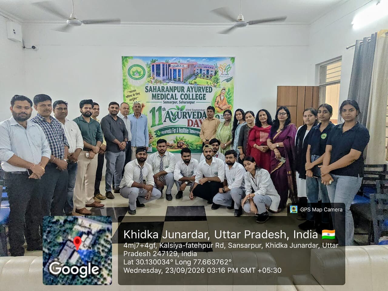 Faculty and students commemorating 11th Ayurveda Day