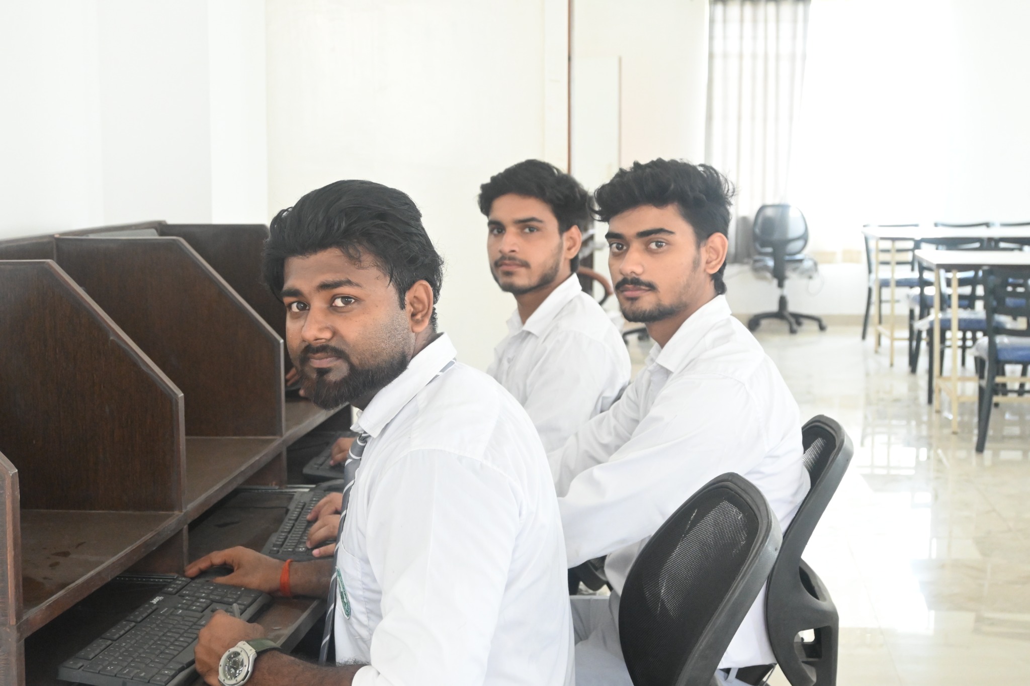 BAMS students attending computer skills practice