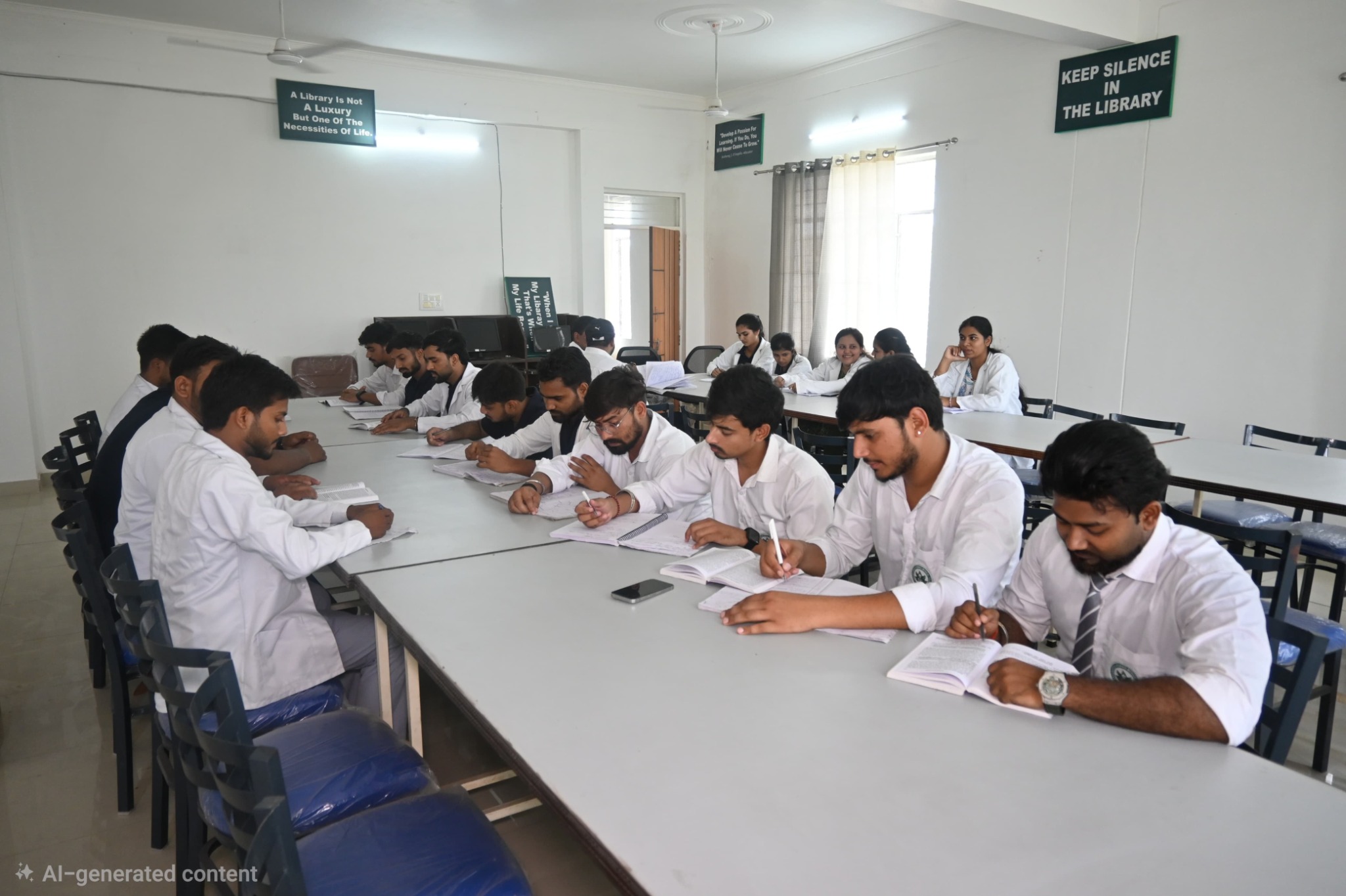 Students studying in the college library